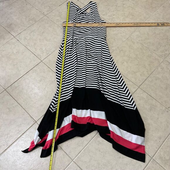 Signature by Robbie Bee Sleeveless Maxi Dress Size L Multi contrasting stripes - Picture 10 of 12